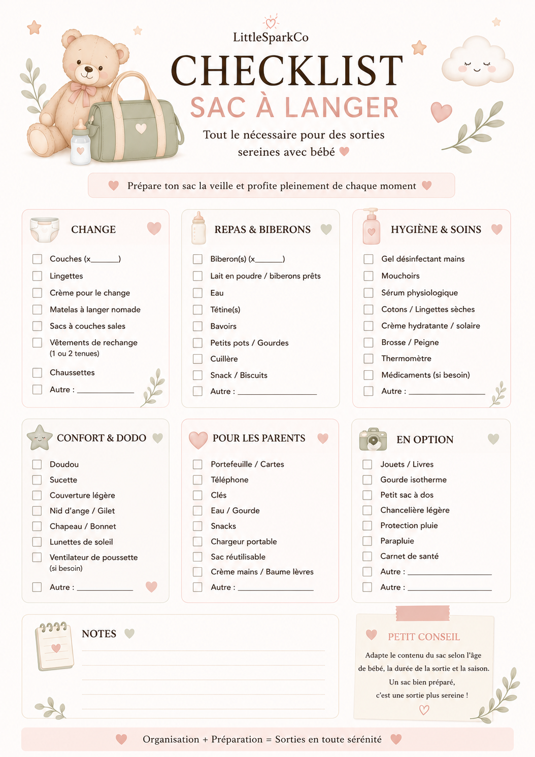 Pack Organisation Bébé 0–18 mois